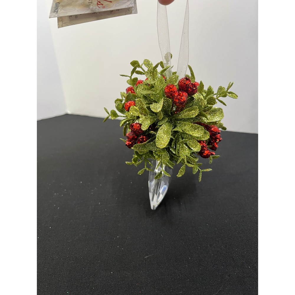 Ganz Kissing Krystals Mistletoe Ornament Classic Red 5 Inch GZKK10 New With Tags - Picture 4 of 8